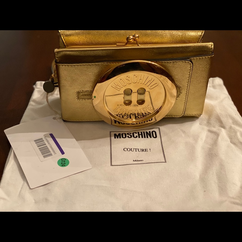 Moschino button clutch